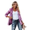 Women's Sequin Blazer, Shimmer Jacket, Casual Long Sleeve Glitter Lapel Coat - PURPLE - XL