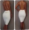Sexy backless deep v neck night club dress summer women bodycon party bandage sun dress vestidos - Black - S
