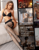 Women Sexy Thigh High Stocking Sparkly Rhinestone Fishnets Lace Top Silicone Socks - black