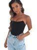 Women's Sleeveless Push Up Bustier Corset Boned Off Shoulder Bodyshaper Crop Tops - Black - S