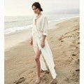 Crochet White Knitted Beach Cover up dress Tunic Long Pareos Bikinis Cover ups Swim Cover up Robe Plage Beachwear - LXF8359W1 - One Size