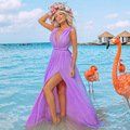 Crochet White Knitted Beach Cover up dress Tunic Long Pareos Bikinis Cover ups Swim Cover up Robe Plage Beachwear - TZ21243Z10 - One Size