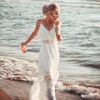 Crochet White Knitted Beach Cover up dress Tunic Long Pareos Bikinis Cover ups Swim Cover up Robe Plage Beachwear - WC0545W1 - One Size