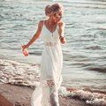 Crochet White Knitted Beach Cover up dress Tunic Long Pareos Bikinis Cover ups Swim Cover up Robe Plage Beachwear - WC0545W1 - One Size
