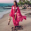 Crochet White Knitted Beach Cover up dress Tunic Long Pareos Bikinis Cover ups Swim Cover up Robe Plage Beachwear - LXF390P1 - One Size