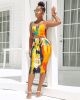Summer Sexy Temperament Women's Tie-dye Suspender Skirt Set Two-piece Night Club - Purple - L