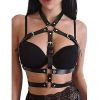 Punk Waist Chain Belt Leather Choker Belt One Piece Bra Chain Body Jewelry Accessories for Women and Girls(Black ) - Black