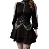 Punk Black Waist Chain Belt Leather Choker Belt One Piece Bra Chain Body Jewelry Accessories for Women and Girls - Black