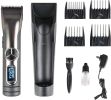 Bosonshop Professional Cordless Rechargeable Hair Clipper Kit for Men with Charging Base for Barbers 4 Guide Combs & 5 Speeds - Gray