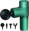 Mini Massage Gun Small Pocket Size Portable Compact Percussion Massager for Travel Gym, 4 Heads 4 Speed - Green