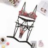 Sexy Lingerie Suit Color Pattern Tie Dyed Printed Sexy Mesh Split Four Piece Set - S - Multi