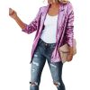 Women's Sequin Blazer, Shimmer Jacket, Casual Long Sleeve Glitter Lapel Coat - Black - 2XL