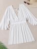 Plus Size Chiffon Flounce Cover Ups; Women's Plus Solid Elegant Bikini Tops Cover Ups - White - 4XL(20)