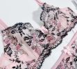 Sexy Lingerie Women Sexy Embroidery Lace Three Points with Cutout Seductive Set - S - Black