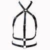 Punk Waist Chain Belt Leather Choker Belt One Piece Bra Chain Body Jewelry Accessories for Women and Girls(Black ) - Black