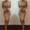 Fashion Women Bandange Dress Bodycon Long sleeve Sexy Clubwear Party Dress - Gray - XL