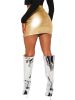 Womens Leather Skirt High Waisted Stretchy Slit Faux Pleather Mini Skirts - gold - XL