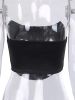 Women's Sleeveless Push Up Bustier Corset Boned Off Shoulder Bodyshaper Crop Tops - Black - S