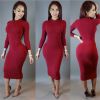 Fashion Women Bandange Dress Bodycon Long sleeve Sexy Clubwear Party Dress - Gray - XL
