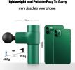 Mini Massage Gun Small Pocket Size Portable Compact Percussion Massager for Travel Gym, 4 Heads 4 Speed - Green