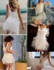 Women's Layered Fringe Deep V Neck Mini Dress Sleeveless Tassels Flapper Dresses - white - 3XL