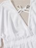 Plus Size Chiffon Flounce Cover Ups; Women's Plus Solid Elegant Bikini Tops Cover Ups - White - 3XL(18)