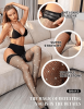 Women Sexy Thigh High Stocking Sparkly Rhinestone Fishnets Lace Top Silicone Socks - black