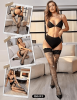 Women Sexy Thigh High Stocking Sparkly Rhinestone Fishnets Lace Top Silicone Socks - black