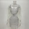 Women's Sexy Open Back Hollow Suspender Dress Bodycon Mini Nightclub Party Dress - Silver - S