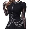 Punk Black Waist Chain Belt Leather Choker Belt One Piece Bra Chain Body Jewelry Accessories for Women and Girls - Black