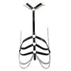 Punk Black Waist Chain Belt Leather Choker Belt One Piece Bra Chain Body Jewelry Accessories for Women and Girls - Black