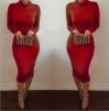 Fashion Women Bandange Dress Bodycon Long sleeve Sexy Clubwear Party Dress - Gray - XL