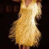 Women's Layered Fringe Deep V Neck Mini Dress Sleeveless Tassels Flapper Dresses - Yellow - L