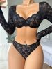 Lace Lace Girl Clothing See Through Sexy Long Sleeve Sexy Lingerie Bra Set - S - Pink
