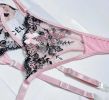 Sexy Lingerie Women Sexy Embroidery Lace Three Points with Cutout Seductive Set - S - Black