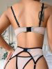 Sexy Lingerie Women Sexy Embroidery Lace Three Points with Cutout Seductive Set - S - Black