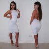 Sexy backless deep v neck night club dress summer women bodycon party bandage sun dress vestidos - Black - M